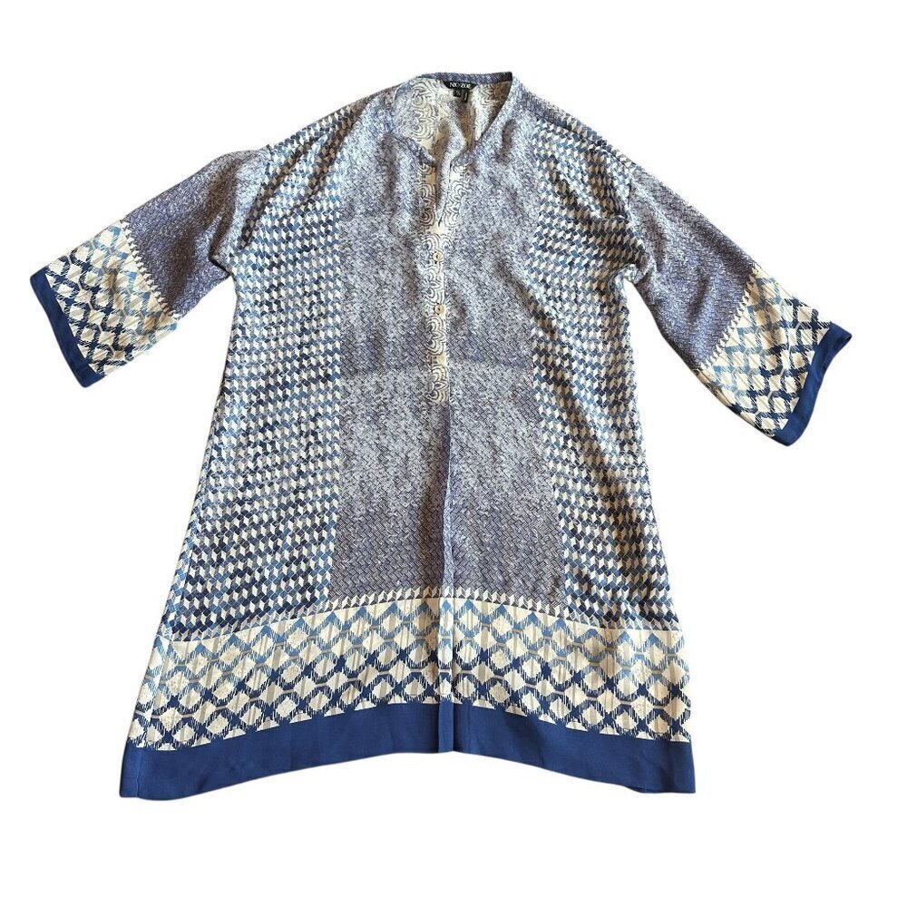 Nic + Zoe Bohemian Print Mini Dress 3/4 Sleeves Henley Shift Fit Size XS Small